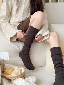 Women's High Tube Socks, Long Cable Knit Boot Socks Extra Long Style, Cable Knit Texture, Warm Thick Knit, Lolita Winter Boot Socks, Comfortable Leg Warmers, Sweater Sock Style - Multicolor - View 6