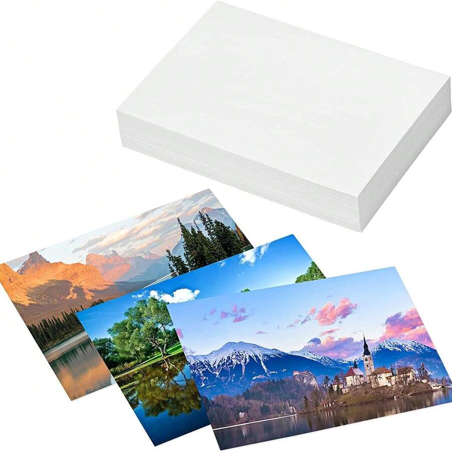 100pcs High Gloss White Photo Printing Paper, 230g High Definition Inkjet Photo Paper, 5/6 Inch DIY Photo Printing Paper, Suitable For Inkjet Printers, Photography Studios, Office Supplies - 100 Pcs - View 1