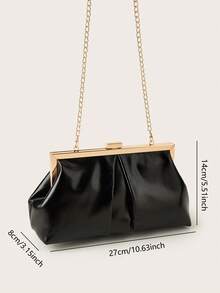 Large Capacity Fashionable Elegant PU Leather Women's Clutch, Elegant Evening Handbag, Formal Ball Gown Wedding Bag, Suitable For Women's Daily Commute Or Date, Also Suitable For Party, Wedding, Ball, Evening/Banquet Occasions, Can Be Matched With Wedding Dress, Formal Gown, Ball Gown, Birthday Dress. - Black - View 8