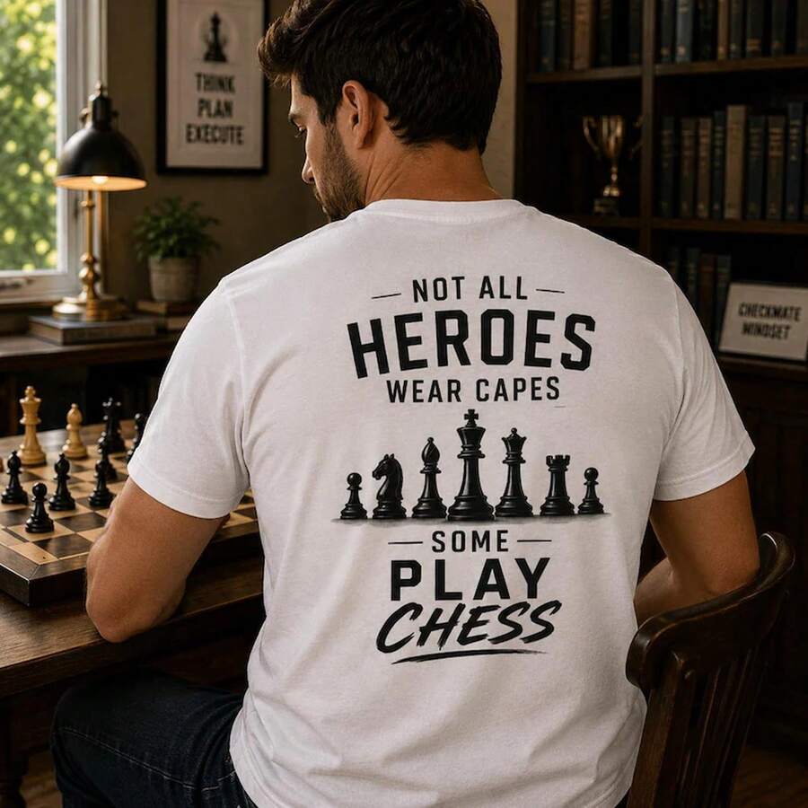 Funny Chess Shirt, Not All Heroes Wear Capes Tee, Chess Player Gift - 白色 - 查看 1