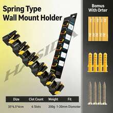 HASIDA New Soft Glue Wall‑Mounted Fishing Rod Holder Drill‑Free Rod‑ Quick‑Release Lure Rod Storage Display Rack - 6‑slot EVA & Spring Steel Yellow - View 1