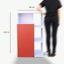 Mueble Alacena Despensero Organizador Multiusos Melamina de Alta Resistencia, con Puerta, Estantes y Repisas (Blanco Rojo) - blanco rojo - Ver 4