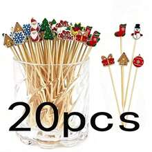 1/20/50/100/200/400pcs/Multiple Christmas Theme Decorative Picks, Including Small House, Snowman, Gift, Sock, Snowflake And Other Fun Shapes, Suitable For Cake, Dessert, Fruit Platter, Cocktail Garnish Decoration, Christmas Party Gathering Dessert Table Decoration, Enhancing Holiday Atmosphere, Enriching Tabletop Festive Decoration Matching. - Multicolor - View 11