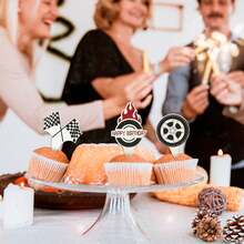 48 PCS Racing Car Cupcake Decorations, Racing Car Cake Decorations, Checkered Theme Cake Decorations For Party, Birthday Party Cake Decorations, Racing Car Cake Toppers Suitable For Various Occasions, Perfect For Sports Events, Racing Car Parties, Themed Birthday Parties And More. Racing Car Cake Decorations Are Also The Perfect Match For Racing Car Party Activities, You Can Pair Them With Racing Car Banners, Racing Car Tablecloths, Racing Car Party Gifts To Make Your Birthday Party Perfect! - Multicolor - View 7