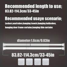 16mm Diameter 83-150cm Drill-Free Thickened Extended Telescopic Rod With 2 Rod Brackets, Suitable For Curtains, Door Curtains, Shower Curtains, Support Rods - White - View 11