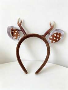 1pc Women's Cute Deer Horn Polka Dot Ear Decor Headband, Party Hair Accessory - Multicolor - View 3