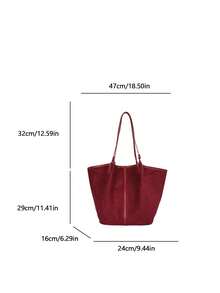 1pc Large Capacity Beach Tote Bag With Pendant, Casual Vacation Style Shoulder Bag - Burgundy - View 6