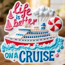 Life Is Better On A Cruise Red Ship Pink Sails And The Freedom Of The Open Sea Magnet Where The Horizon Whispers Endless Possibilities Keepsake For All Metal Surfaces Throughout The Home - A - View 6