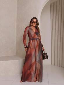 Long-Sleeve Micro Tulle Jumpsuit - Marrón Mocha - Ver 4