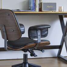 Office Chair Leather Black - Ergonomic With Wheels - Black - View 6