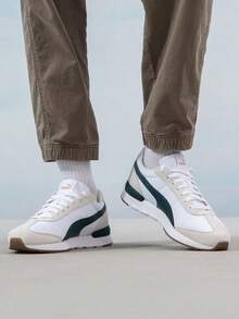 Puma R78 男女款運動休閒鞋 尼龍復古輕量舒適緩震透氣休閒鞋 399250 - 彪馬白-松木綠-白色 - 查看 2