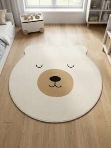 1pc, Washable 950g Faux Cashmere New Cute White Polar Bear Asymmetrical Decorative Rug, Non-Slip Polyester Fiber Bottom, 7mm Overall Thickness, Suitable For Living Room, Bedroom, Entryway, Small Rug, Decorative Rug, Passage Rug, Halloween, Gift, All-Season Style, Platform New Arrival, Easy To Clean - White - View 2