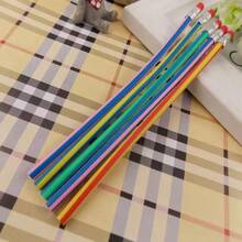 Deformable Pencil Creative Stationery Unbreakable Soft Pencil Flexible Colorful Striped Soft Pencil Stress Relief Toy Soft Squishy Toy (Not Recommended For Writing) - Multicolor - View 4