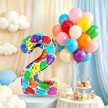 40 Inch Large Number 0-9 Foil Balloon, Colorful Polka Dot Pattern Digit Balloon, Party Decor Props For Birthday, Bachelorette And Themed Celebration Layout - Multicolor - View 6