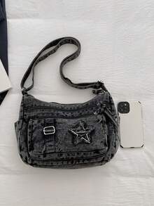 Women's Fashionable Shoulder Bag With Star Embroidery - Multicolor - View 8