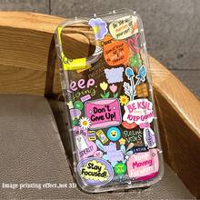 1pc Cute Slogan & Pattern Collage Full Coverage TPU Anti-Drop Phone Case Compatible With Apple 17 16 15 14 13 12 11 Pro Max And Series - Multicolor - View 53