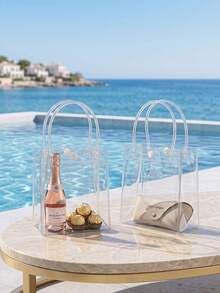 20pcs Clear Plastic Gift Bags, 6.3 X 5.1 Inches, Suitable For Boutique Weddings, Birthdays, Parties, Christenings, Bachelorette Parties And Graduation Gift Bags - Transparent - View 6
