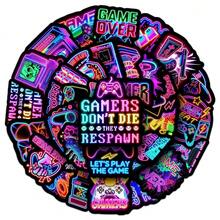 50Pcs Neon Game Graffiti Stickers Colorful Game Controller Waterproof Decals For Guitar Car Laptop Decor - 50 PCS - View 8