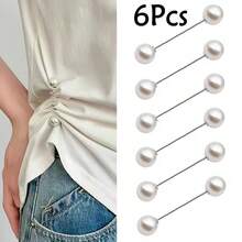 2/4/6Pcs T-Shirt Shortening Tool Invisible Waist Cincher Hem Tightener Adjustable Buckle Round Bead Pin No-Sew Knot Button - Multicolor - View 15