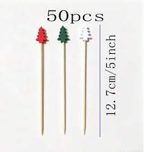3/10/20/30/50/100/200pcs 3-Color Christmas Tree Bamboo Skewers, Cartoon Tree Shaped Cake Toppers, Fruit Platter Cold Appetizer Dessert Decoration, Christmas Party Table Atmosphere Decor - Multicolor - View 17