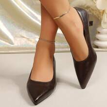 Women's Low Heel High Heels, Fashion Classic Elegant Versatile High Heels, Spring/Autumn Comfortable Closed Toe Design, Suitable For Wedding, Party, Walking, Birthday, Work, Office Daily Wear Pumps - Brown - View 10