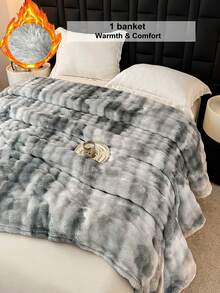 1pc New Printed Bubble Fleece Blanket - Ultra Soft & Skin-Friendly, Perfect For Living Room, Bedroom, Office, Study, Guest Room, Sofa And Car Travel - Textured Design, Machine Washable, Comfortable All Seasons - Ink Wash Painting - Gray - View 8