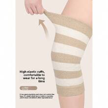 1 Pair New Coral Fleece Striped Warm Knee Pads, Designed To Resist Cold And Provide Warmth For Elderly Legs, With High Elasticity And No Constriction - Multicolor - View 5