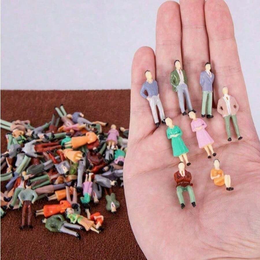 20pcs 1:50, 1:75 Scale Colorful Miniature Figures - Made Of ABS Plastic, Typical Figures For Landscape, Railway, Architectural Models And Miniature Theater - Multicolor - View 1