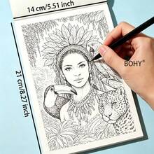 1 Adult Zen Doodle Coloring Book For Stress Relief And Healing, Tracing And Line Drawing, Multi-Theme Detailed Line Art Coloring Book, /Bird/Mountain & Flower/Mandala Pattern/European Street And Other Themes, Line Art Coloring Book, Artistic Line Drawing Practice Book, 24 Different Themes, 24 Pages, Suitable As Christmas/Halloween Gift - Multiple Styles - View 9