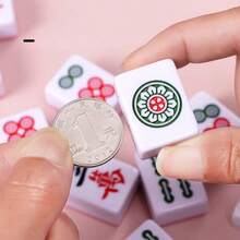 Chinese Mahjong Set 144 Pieces | 144 Pieces Engraved Grandma Dish Mahjong, Green Bamboo Pattern Design, Portable And Compact, Suitable For Dorm, Home, Travel, Includes Dice - Multicolor - View 3