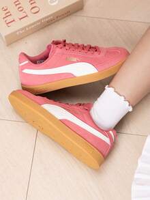 Puma Club II Era SD 男女款休閒運動鞋，復古舒適透氣輕量休閒鞋 409204-02 - 狂野粉-暖白 - 查看 1