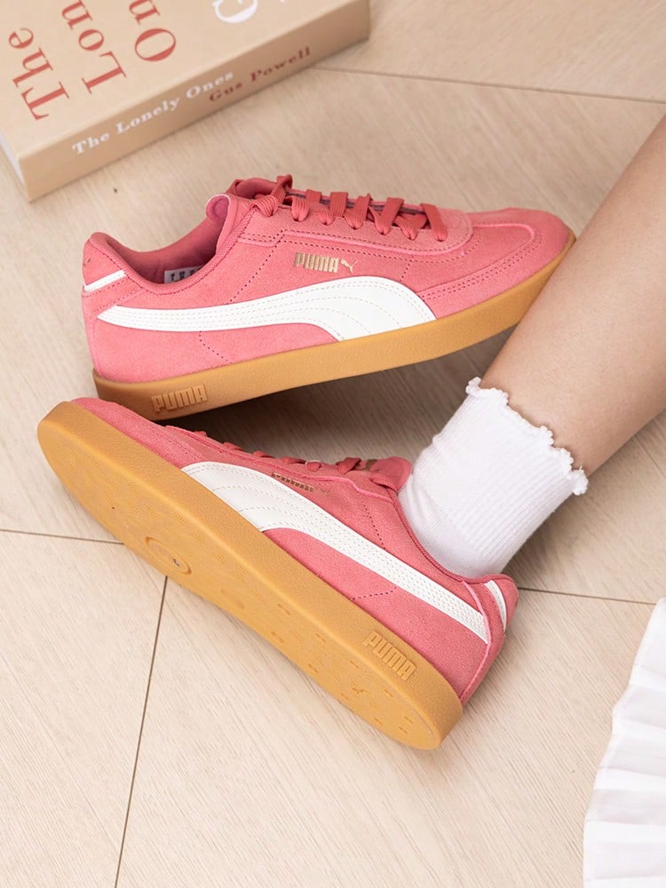 Puma Club II Era SD 男女款休閒運動鞋,復古舒適透氣輕量休閒鞋 409204-02 - 狂野粉-暖白 - 查看 1