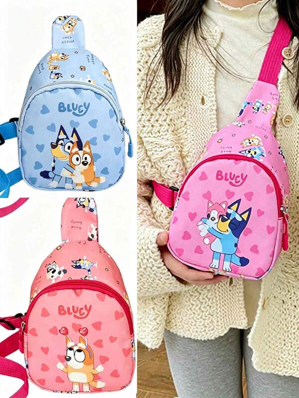 Hasbro 1pc Bluey Crossbody Bag Cute Bluey Family Chest Bag Shoulder Bag Cartoon Light Crossbody Bag Halloween Christmas Gift, Party Small Gift, Party Costume Accessory, Birthday Party Gift, Party Decoration