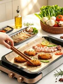 100pcs Original Color Kraft Paper Baking Parchment, Non-Stick Oil-Resistant Heat-Resistant Liner, Suitable For Air Fryer, Oven Cookies, Fried Snacks, Sandwich Wrapping, Kitchen Supplies, Autumn Halloween Christmas Decoration, Back To School Season Kitchen Essentials [50/1pc] - Multicolor - View 6