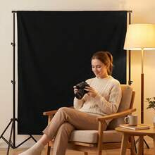 VOJCBKRE Black Backdrop, Polyester Photography Background Cloth, Double-Sided Design, High Density, Foldable Seamless Background Screen, Suitable For Video And Photography Studio, Large Party Backdrop Curtain (Stand And Clips Not Included) - View 3