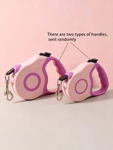 1pc Automatic Retractable Pet Leash, 3m/5m, Multiple Colors Available, Random Handle Color - Pink - View 2
