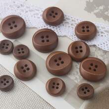 10 PCS 11-17mm Vintage Natural Brown Oval Pattern 4-Hole Wooden Buttons, Suitable For Shirts, Cardigans, Sweaters, Blazers, Coats, Versatile Wooden Decorative Buttons - Rounded Oval - View 1