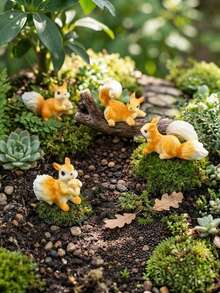 1/4 Stücke Mini Moosgarten Eichhörnchen Figuren, niedliche realistische Harz Handwerkskunst Dekoration, geeignet für DIY Terrarium, kreative Schreibtisch Dekoration, Innenraum Präsentation, perfekte Garten Dekoration, geeignet für Hof, Terrasse, Blumentopf und Feenlandschaft - Mehrere Modelle - Übersicht 5