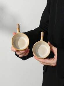 Japandi Retro Speckled Ceramic Handled Mini Bowl, Vintage Beige Condiment Dipping Sauce Dish, Small Appetizer Snack Serving Plate Household Kitchen Table Decor - Multicolor - View 12
