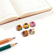 7pcs Mini Capybara Shaped Erasers, Cute Mini Design, Perfect For Classroom, Home, School Rewards, Party Favors And Back To School Supplies - Random Color - View 5