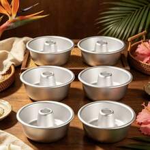 3pcs/5pcs 4.8 Inch Angel Hollow Cake Mold - Aluminum Non-Stick Independent Donut Mold, Suitable For High-Temperature Oven, Perfect For Small Round Cakes, Even Baking, Easy Release, Ideal For Birthday, Christmas, Party And Gift, Donut Baking Pan - Silver - View 3
