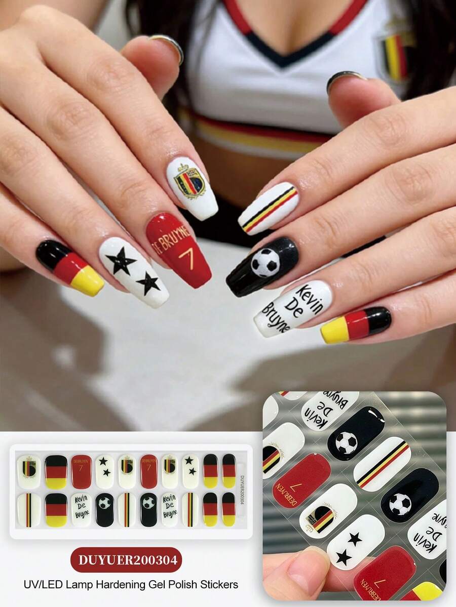 Cross-Border New Arrival Semi-Cured Gel Summer Toe Nail Stickers, Glitter Flash Design, In Stock Wholesale, Waterproof & Long-Lasting