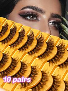 10 Pairs Cross-Shaped False Eyelashes For Lash Extensions - Black - View 1