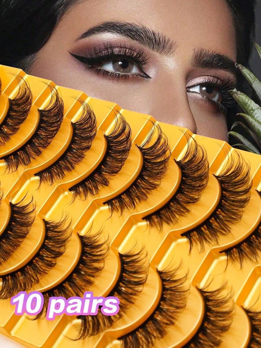 10 Pairs Cross-Shaped False Eyelashes For Lash Extensions - Black - View 1