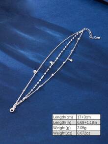 SYMFNY 1pc 925 Sterling Silver Multi-Strand Women's Bracelet, Suitable For Daily Wear, Party And Holiday, Perfect Jewelry Gift - Silver - View 4