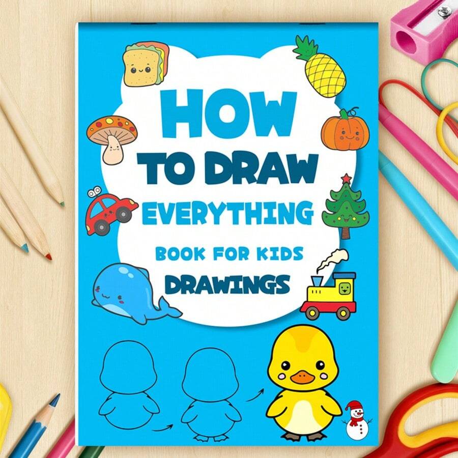 1pc/How To Draw Everything 32 Pages Drawing 10pcs/Book, Kids Step-By-Step Sketch Coloring Activity Book, Early Learning Educational Practice Book, Preschool Art Training Workbook, Parent-Child Interactive Drawing Toy, Stress Relief Creative 3+