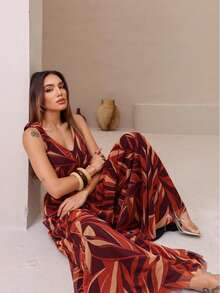Women's Fitted Tulle Jumpsuit - 卡其色 - 查看 5