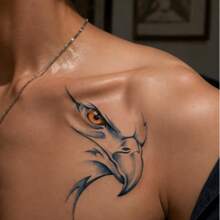 1pc Waterproof Anti-Rubbing PVC Realistic Eagle Tattoo Sticker, Suitable For Daily Wear - Blue - View 6