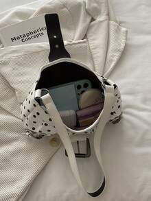 2026時尚新款Y2K純色百褶半月包，鉚釘扣飾機車風單肩包，適合日常街頭穿搭、休閒出遊 - 白色 - 查看 6