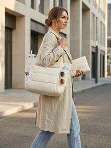 1pc Women's Tote Bag With Multi-Layer Storage, Cup Holder And Pen Holder, Suitable For Daily Home Storage, Daily Commute, Business Travel, Ideal For Holiday Gifts And Short Trips - Multicolor - View 10